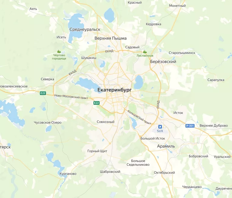 Карта Екатеринбурга